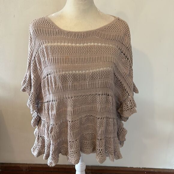 INC International Concepts brown cutout shimmery short sleeve sweater Size M - Picture 2 of 7